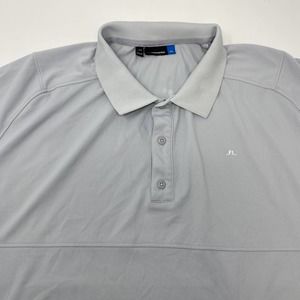 J. Lindeberg Mens‎ 2XL Gray White Short Sleeve Polo Shirt